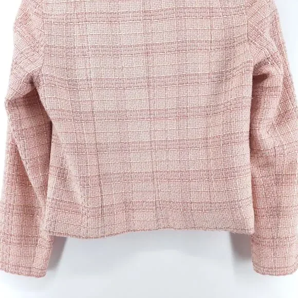 Jaclyn Smith 6 Vintage 90s Twee Quiet Luxury Coquette Tweed Fringe Short Blazer - Picture 10 of 16